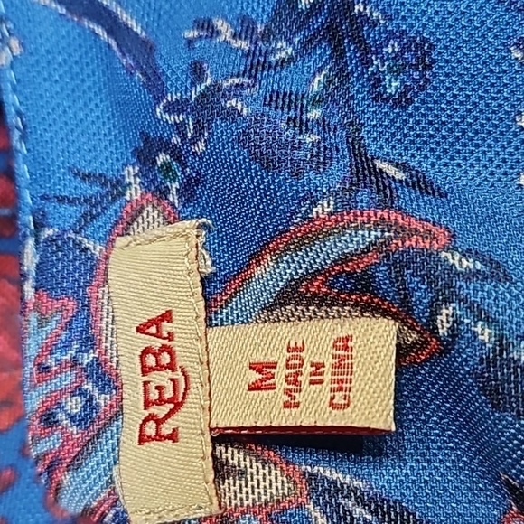 Reba Floral Tiered Sheer Ruffle Sleeve Blouse 97% Polyester 3% Spandex Size M - Picture 7 of 8